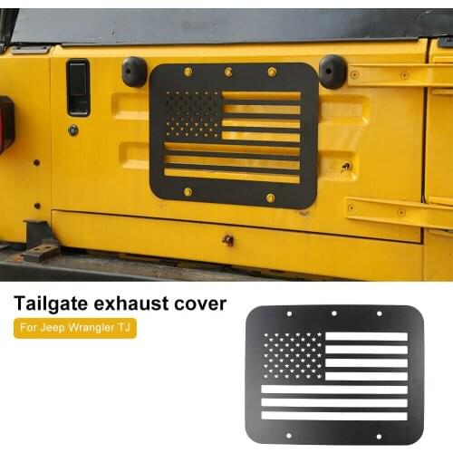 Black Alloy Tailgate Exhaust Plate Cover Trim Fit Forfor Jeep Wrangler TJ 1997-2006