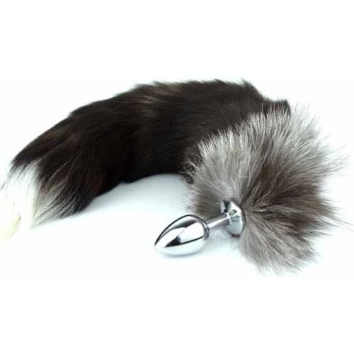 Dropshipping Flirting Sex Toys Fox Tail Anal Plug Whip , Metal Butt Plug Romance Sex Products For Couples