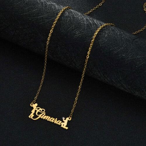 Customized Name Couples Necklace For Girl Boy Personalized Letters Number Stainless Steel With Diamond Pendants Jewelry Gifts