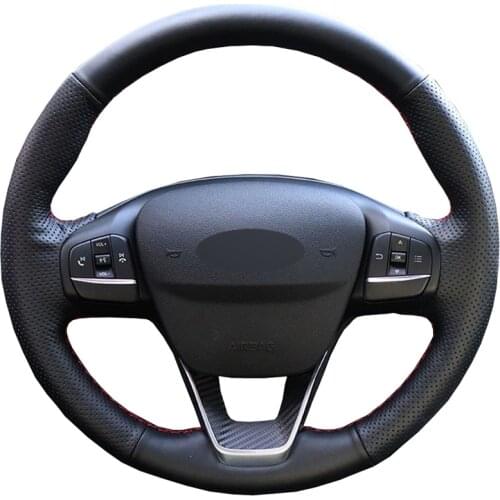 Black PU Faux Leather Car Steering Wheel Cover For Ford Focus 4 2019 Fiesta 2017 2018 2019 Tourneo 2018 2019 New Focus