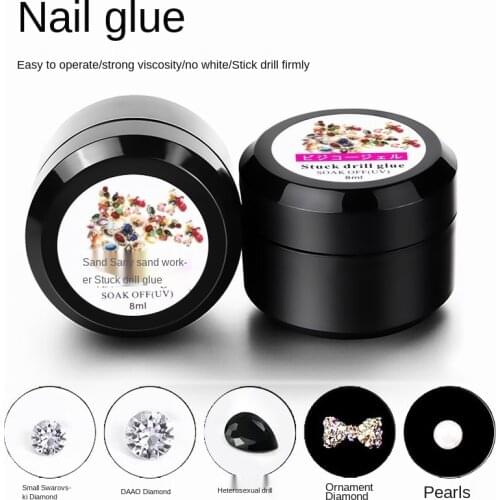 Nail Art Rhinestone Gel Glue Super Sticky Adhesive UV Gel Nail Polish Glue for DIY Nail Art Crystal Gems Jewelry Decoration