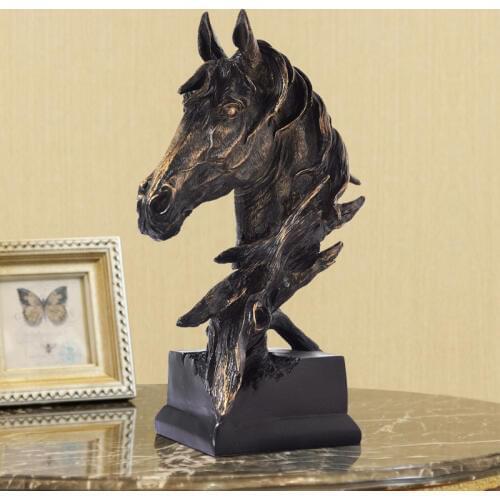 Collectible Horse Bust Sculpture Decoration Figure Figurine Model Desktop Decor Resin, 5.9x10.6x16.1inch