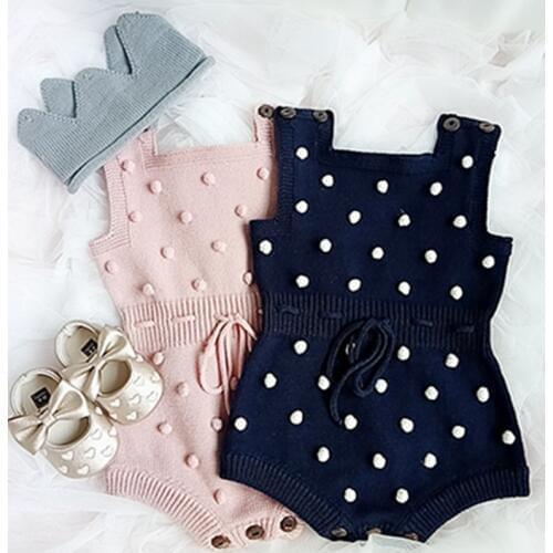 Baby Knitted Clothes Autumn Knit Baby Rompers Girl Pompom Baby Girl Romper Boys Jumpsuit Overall Newborn Infant Baby Clothes