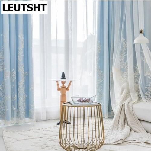 Korean pastoral blackout Princess curtains for girls Living room bedroom windows treatment embroidered sheer tulle romantic