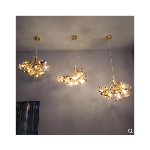 Nordic creative personality living room golden stainless steel dining room chandelier designer facade decoration net red branch