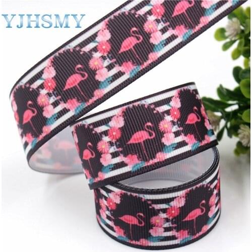 YJHSMY G-181013-1363,10yards 25mm Flamingo Ribbons Thermal transfer Printed grosgrain,DIY Handmade wrapping materials