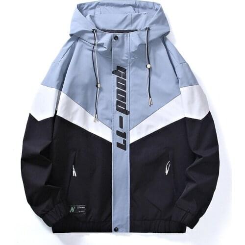 Ropa Para Hombre Mens Jacket Autumn 2021 New Youth Hooded Trend Loose Printing Color Matching Men Oversized Hoodie Windbreaker