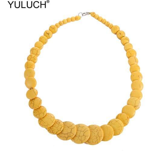 YULUCH 2019 Ethnic African Bohemian Stone Necklace Choker Set Yellow Pink Chocker Collier Femme Collar Fashion Jewelry For Party