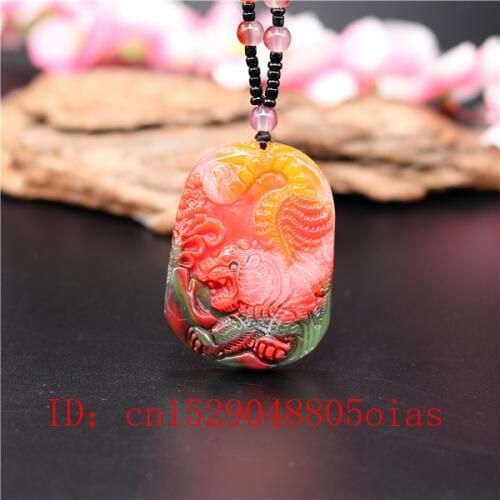 Natural Color Hetian Jade Stone Tiger Pendant Beads Necklace Chinese Jadeite Jewelry Charm Amulet Carved Gifts for Women Men