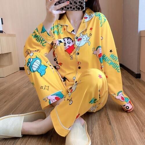 New Thin Maternity Pajamas Wear Women Print Set Loose Clothing Pregnancy Cartoon Sleepwear Autumn Plus Size Shirt + Pants Suits