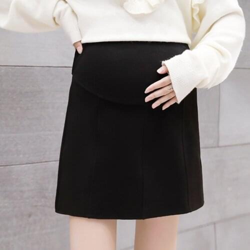 Maternity wear new autumn and winter pregnant women woolen skirt Korean version of the package of pregnant women stomach lift sk