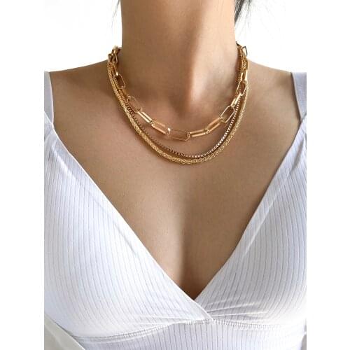 Stillgirl 3Pcs Punk Gold Chain Necklace for Women Simple Vintage Hip Hop Geometric Set Boho Couple Male Fashion Jewelry Collares