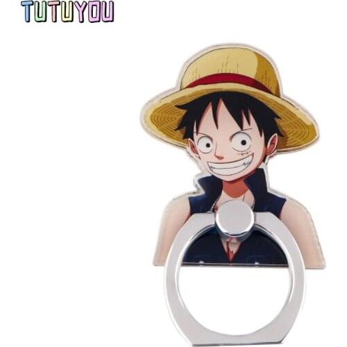 PC2827 Anime Boy Luffy Cartoon Fashion Ring Metal Mobile Phone Accessaries Rotating Ring Bracket Lazy Desktop Bracket Gifts