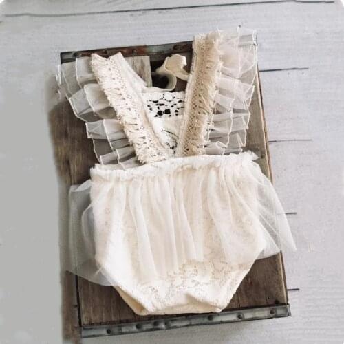 Princess Baby Girls Summer Rompers Lace Floral Elegant Sleeveless Ruffles Rompers Jumpsuits Tulle Jumpsuit Toddler Clothes