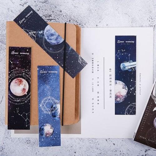 R9UA 30pcs Planet Bookmarks Paper Page Notes Label Message Card Book Marker School Supplies Stationery