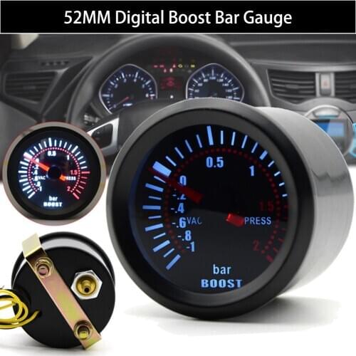 SALE Universal 52mm Bar Blue Led Light Pressure Turbo Boost Gauge Meter DC 12V Car Accessories Wholesale Quick delivery New Hot