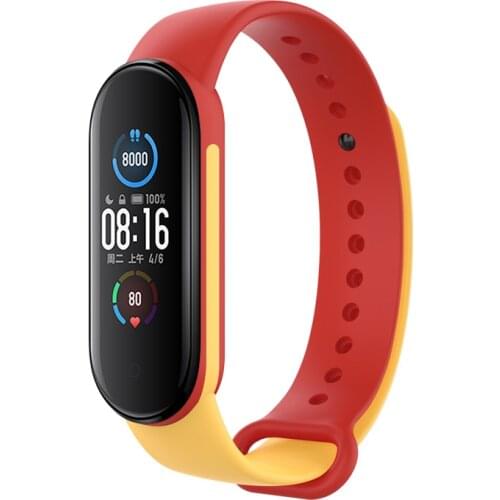 New Sport Strap For Xiaomi Mi band 5 Replacement Soft Silicone Belt Two-color SmartWatch band for Mi Band 5 bracelet Accessories