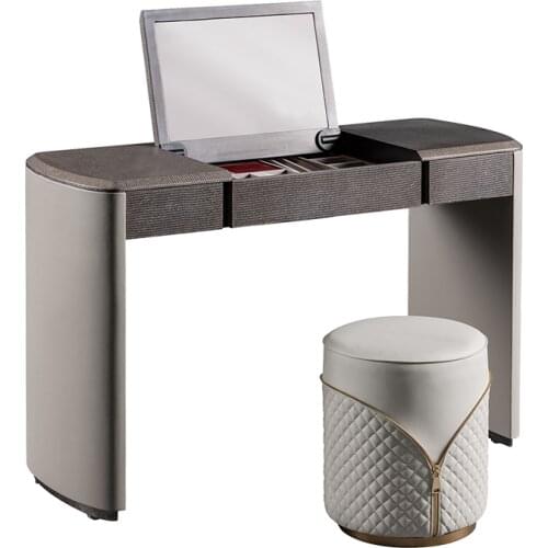 Light luxury solid wood dressing table storage cabinet integrated modern simple bedroom flip dressing table stool