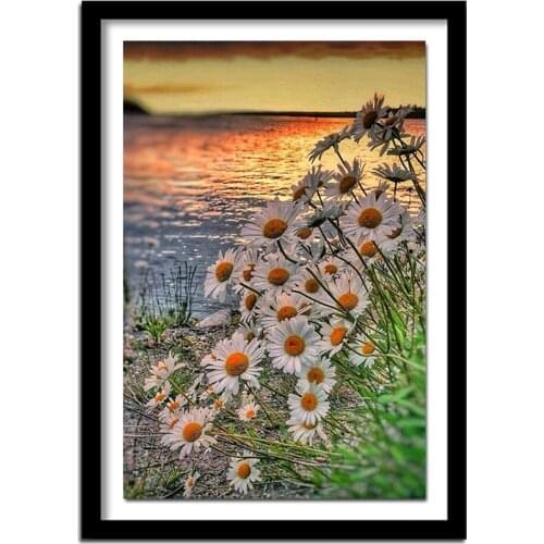 Needlework diamond embroidery Flowers by the lake diamond painting cross stitch square Rhinestone home decor crafts