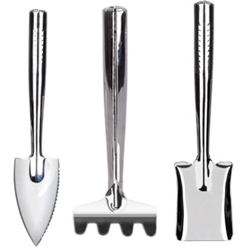 Stainless Steel Garden Triangle/Square Shovel Garden Rake Non-Slip Handle Succulent Planting Tools