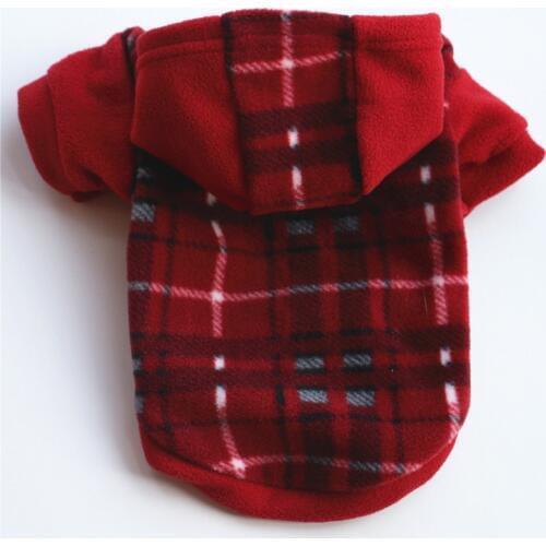 Warm Fleece Plaid Dog Clothes Winter Pet Hooded Sport Sweatshirt Dog Hoodies French Bulldog Dogs Costume Pug Chihuahua Sweater