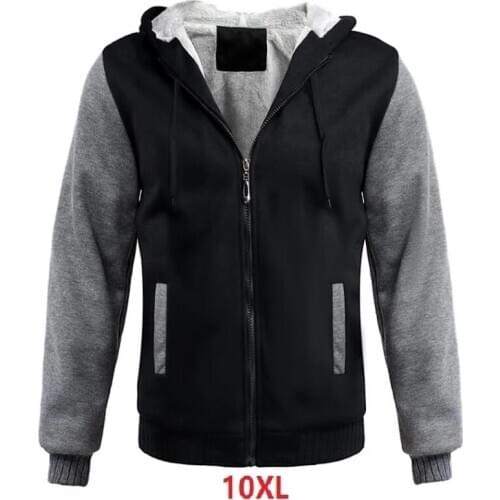Plus size 10XL 8XL winter jackets men thick warm Sweatshirt hooded fleece casual spring patchwork loose hoodies coat hoody 150KG