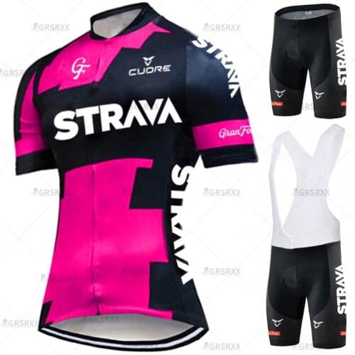 STRAVA Bib Cycling Jersey Sets Women Anti-UV 2021 MTB Bike Clothes Females' Shorts Sleeve Bicycle Team Cycling Sportswear Suits