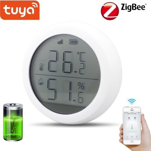 Tuya Zigbee Temperature and Humidity Sensor with LCD Screen Display With battery Home automation scene security alarm sensor