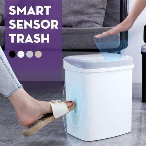 16L Home Intelligent Trash Can Automatic Induction Electric Trash Can Smart Waste Bins Bathroom Kitchen Auto Sensor Rubbish Can