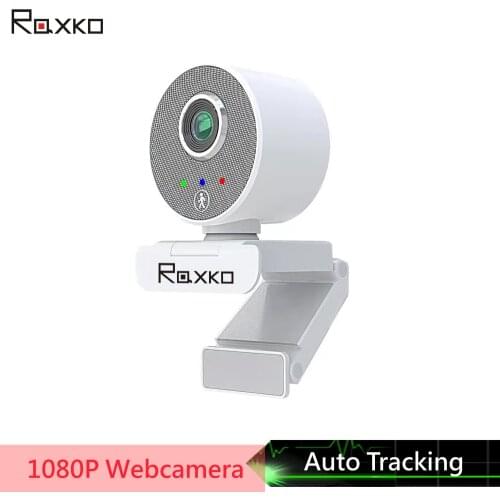 Raxko Webcam for pc Auto Tracking usb web cam 1080P 60fps full hd live streaming webcan online Web camera with microphone