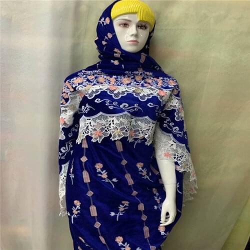 High Quality Embroidered Printed Velvet Fabric 5+2 Yards For Ladies To Wear Soft And Comfortable Velvet Silk Fabric! LXF7233