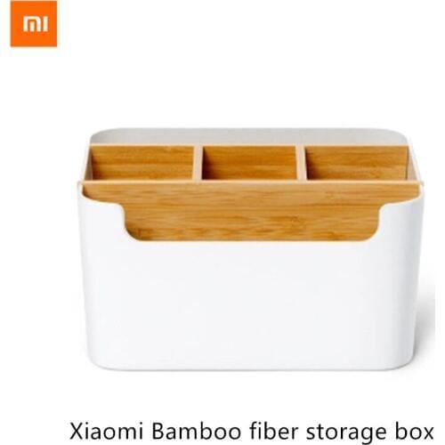 Xiaomi Mijia Bamboo Fiber Tissue Storage Box Stationery Makeup Container Desktop Box detachable clean for Office Smart Home