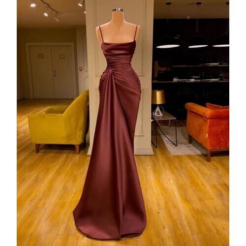 SoAyle Sexy Deep Strapless Evening Dress Mermaid Burgundy Sleeveless Pleat Evening Party Dress Custom Made Vestido de festa