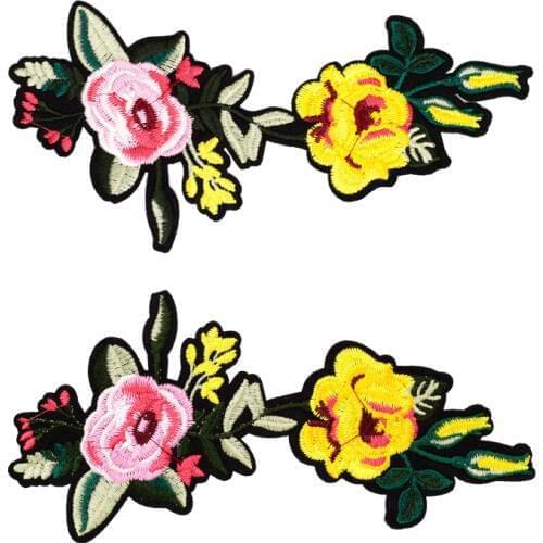 2PCS/lot Flower patches applique iron on patches for clothing flower stripe sewing accessories decor beauty patches DIY backpack