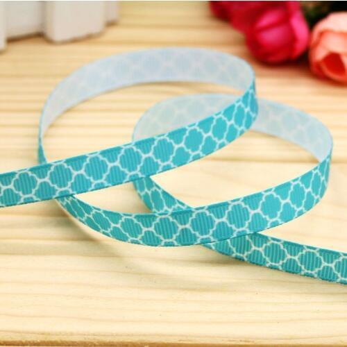 3/8'' Free shipping quatrefoil printed grosgrain ribbon hairbow headwear party decoration diy wholesale OEM 9mm P5610