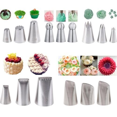3PCs/Set 7 Styles Cake Icing Nozzles Russian Piping Tips Mold bake Decorating Tool Stainless Steel Kitchen Baking Pastry Tool