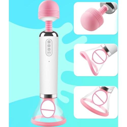 Heating Nipple Clit Sucking Vibrators Power Magic Wand AV Vibrator Sex Toys for Women 3 in 1 Clitoris Stimulator Tongue Licking