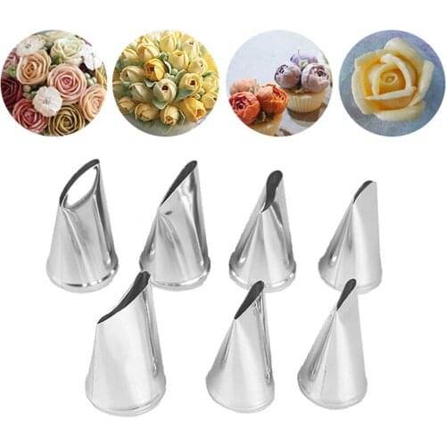 7pcs/set Cake Decorating Tips Set Cream Icing Piping Fondant Rose Nozzle Pastry Tools Fondant Decorating Tools