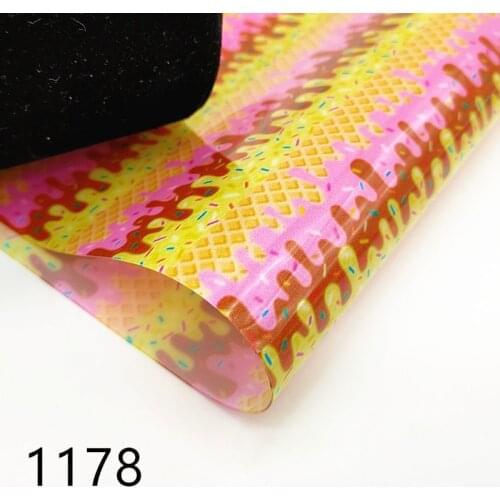 A4 20*33CM cartoon ice cream UV clear print pvc fabric for DIY bow material 1178