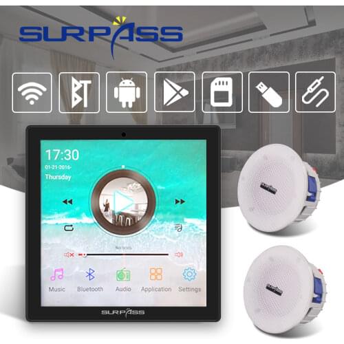 Wireless WiFi Bluetooth Wall Amplifier D Class Power Touch Screen FM Radio Ceiling Speakers HiFi Stereo Smart Home Digital Audio