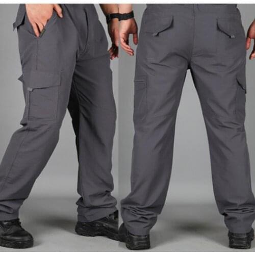 Men Cargo Pants Joggers Tactical Multiple Pocket Elasticity Military Trousers Quick Dry Outdoor Plus Size Cotton Pants Men