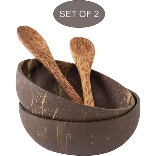 Coconut Bowl and Wooden Spoon Set Gift 100%Natural, Handmade,Coconut Bowls For acai smoothie bowls coconut shell bowls Acai Bowl