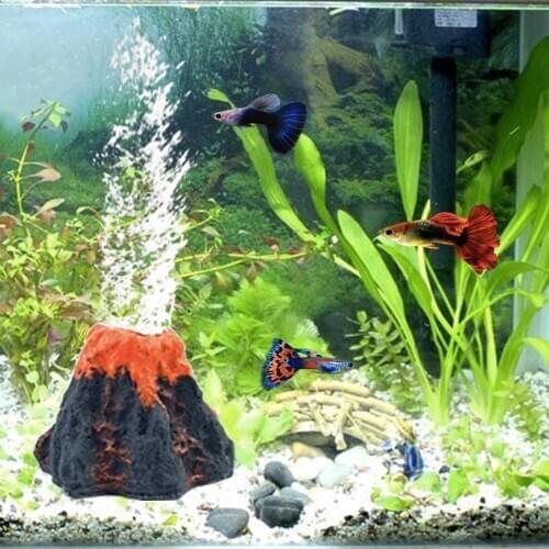 Aquarium Resin Volcano Shape Decor Air Bubble Stone Fish Tank Decorations Oxygen Pump Air Pump Aquarium Ornament Fish Tank Toy