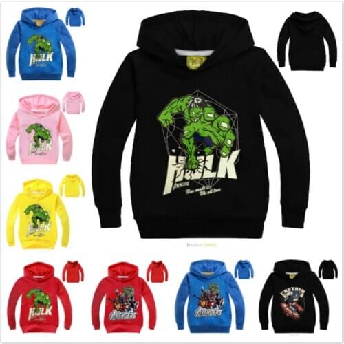 Kids Hooded Children Sweatshirts Spring Clothes Girls Long Sleeve T-Shirt Boy Clothing The Incredible Hulk Tops Tee Baby Costume