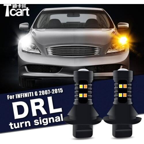 For Infiniti G25 G35 G37 Q40 (V36) 2007-2015 2PCS Led drl Daytime Running Light Turn Signal 2IN1 Car accessories