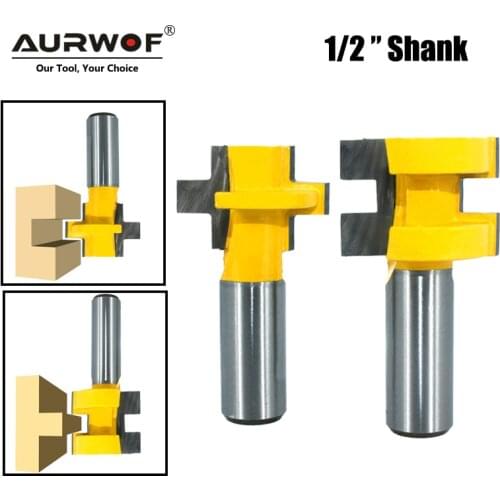 LAVIE 2pcs 12MM 1/2inch Shank T-Slot Square Tooth Tenon Milling Cutter Carving Router Bits for Wood Tool Woodworking MC03240