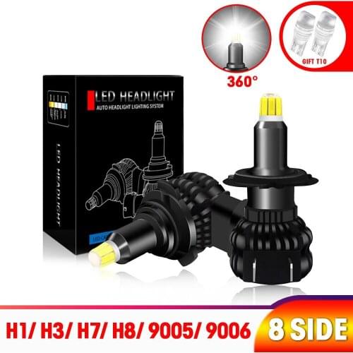 H7 led headlight headlamp H1 H3 H11 9005 hb3 9006 hb4 9012 hir2 H8 H9 8 Side 48 Chip 3D LED Car Bulbs 16000lm 12V 24V 6000K