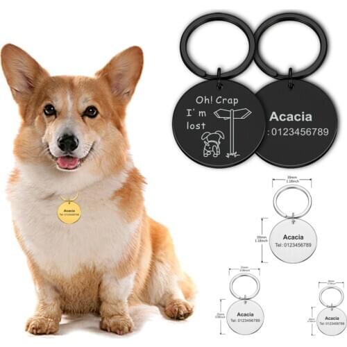 Customized Pet ID Tags Custom Name Number Tags for Puppies Cat Dog Anti-Lost Pet Nameplate for Dogs Pitbull Cats Free Engraving