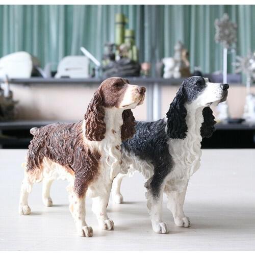 JJM English Springer Spaniel Dog Pet Figure Canidae Animal Collector Toys PVC Model Educational for Children Adults Kids Gift
