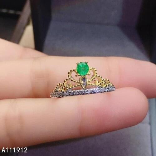 KJJEAXCMY fine jewelry natural Emerald 925 sterling silver new adjustable gemstone women ring support test luxury exquisite